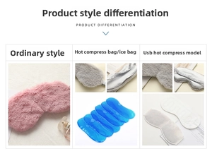 Three functional rabbit fur plush sleep masks with gel inserts and USB heating feature