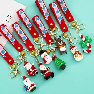 Christmas series soft rubber keychains with Santa Claus and reindeer holiday pendants