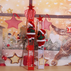 Climbing Santa Claus electric musical toy on red and white ladder for Christmas decor