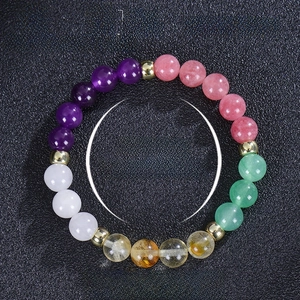 Bracciale in quarzo fragola naturale e avventurina con perle per alleviare l'ansia