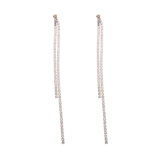 Elegant long tassel earrings with sparkling cubic zirconia on a minimalist silver chain