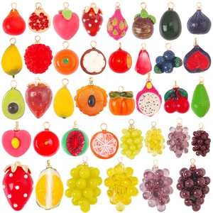DIY Fruit Pendants Acrylic Colorful Charms For Jewelry Making Handcrafted Craft Accessories Strawberry Grape Mango Shape