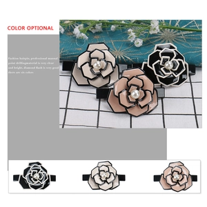 French camellia flower hair clips with faux pearl accents in multiple color options