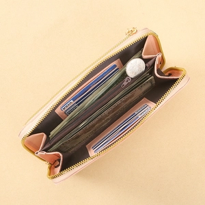 Pink multi-functional touchscreen crossbody phone bag with organized card slots and pockets