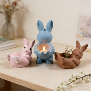 Set of three cute Easter bunny silicone molds for candles and plaster home decor crafts