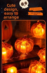 Macro detail of LED glowing pumpkin lamp with translucent texture and festive light