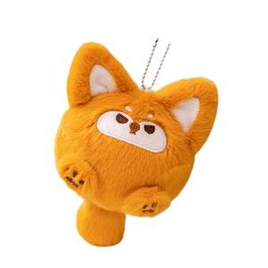 Porte-clés renard en peluche orange mignon avec chaîne à billes pour sacs à main