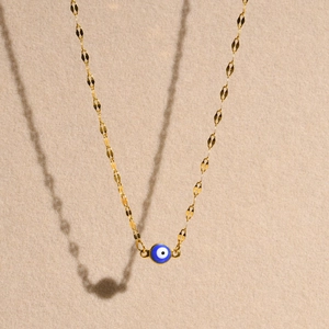 Evil Eye Pendant Necklace Stainless Steel Gold Plated Blue Nazar Charm Adjustable Link Chain Jewelry For Women