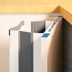 Foldable wall-mounted kitchen trash can hanging on cabinet door up to 2.2cm thick