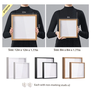 Deep memory shadow box frame for tickets with mounting accessories in various wood finishes