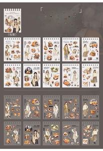 Detail view of 20 sheets camping theme washi and PET stickers for scrapbooking