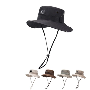 Chapeau Bob Bord Large Protection Solaire Respirant Pour Randonnée Pêche Corde Coupe-Vent Réglable Unisexe Boonie
