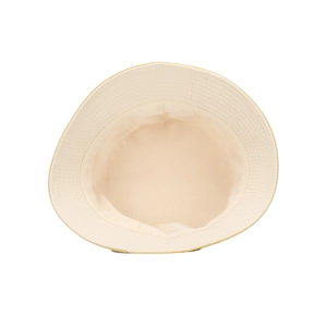 Women's minimalist beige sun bucket hat with premium stitching and lightweight lining