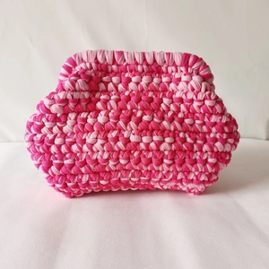 Handmade Crochet Cloud Clutch Bag Polyester Fabric Yarn Woven Shell Pouch Women Daily Casual Soft Multi Color Novelty