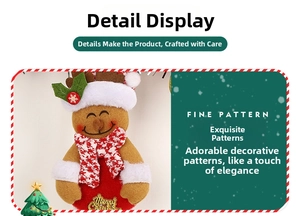 Detail of soft fabric reindeer ornament with Merry Christmas print and festive scarf