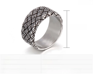 Détails de la bague en acier inoxydable de 10mm avec texture punk et spécifications