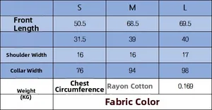 Size guide for sleeveless cotton top showing measurements in centimeters for S, M, L