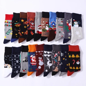 20 paia di calze natalizie con motivi festivi di Babbo Natale e renne in vari colori vivaci