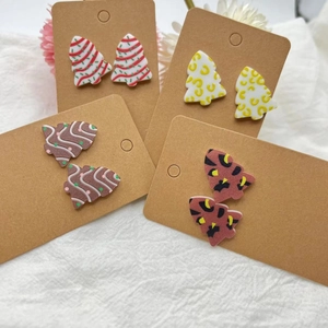 Boucles D Oreilles Sapin De Noël Acrylique Coloré À Carreaux Léopard Bijoux De Fête Pour Femmes Nouveauté