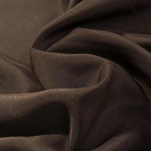 Detailed macro view of premium dark brown fabric with a subtle sheen and fine texture