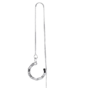 Silver geometric tassel ear threader earrings with cubic zirconia pavé half-hoop detail