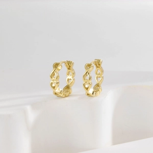 Minimalist S925 silver hollow heart hoop earrings in 14k gold plated finish for women