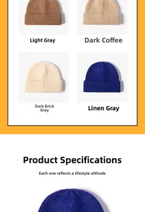 Selection of various colored winter knitted beanie hats for men and women outdoors