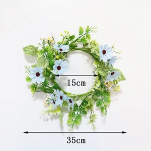 Detail view of Easter daisy candle ring wreath with 15cm inner and 35cm outer diameter