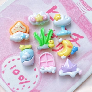 Cartoon moon star cloud and duck resin flatback charms for DIY crafts and nail art decor