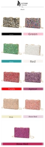 Catalogue détaillé de pochettes de soirée en cristal en neuf couleurs avec chaînes dorées