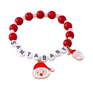 Christmas beaded bracelet with red beads and Santa Baby lettering charms and pendants