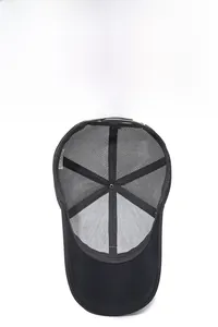 Internal view showing breathable mesh and reinforced seams on the black baseball cap