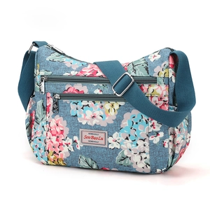 Women Crossbody Bag Nylon Multi Layer Zipper Large Capacity Floral Print Travel Casual Adjustable Shoulder Bag