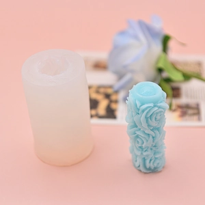 Rose Flower Relief Cylinder Silicone Mold DIY Craft Tools For Candle Handmade Soap Cake Chocolate Plaster Decoration