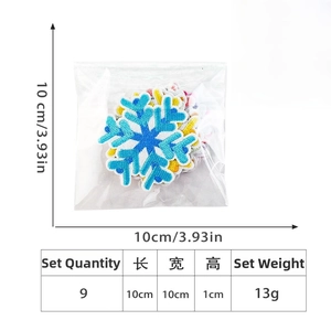 Detail view of 9pcs snowflake embroidery patches with 10x10cm packaging dimensions