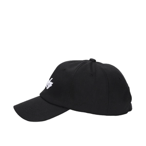 Classic black cotton baseball cap featuring white Lucky embroidery and a curved brim