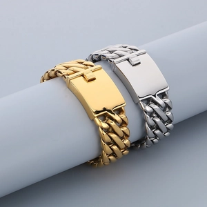 Men's 23mm stainless steel braided Cuban link chain bracelets in gold and silver finish