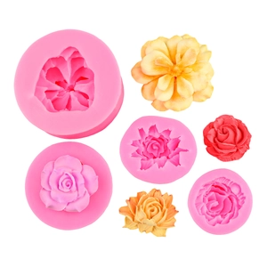 Moules en silicone 3D roses et renoncules pour plâtre, résine et décoration de gâteaux