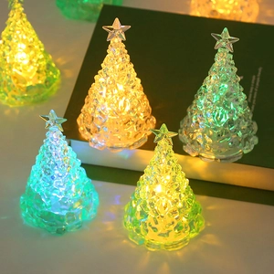 Luminous crystal LED mini Christmas tree tabletop decor with colorful glowing star top
