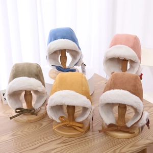 Winter thermal earflap hats for kids in five colors featuring warm faux suede and plush lining