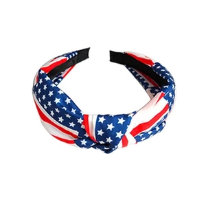 Knotted American flag headband with stars and stripes pattern in red, white and blue fabric