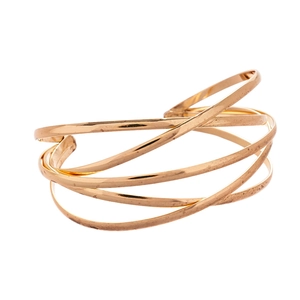 Minimalist gold multi-layered geometric open cuff bracelet for women in a modern style