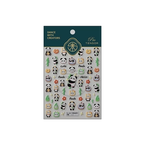 3D embossed panda nail art stickers with bamboo and cute bear designs, TS-3637 series
