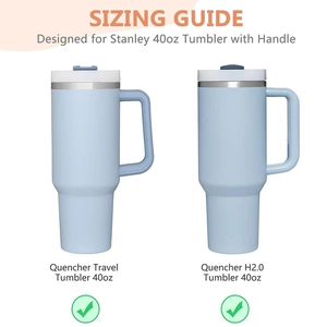 Sizing guide for silicone snack tray compatible with Stanley Quencher 40oz tumblers