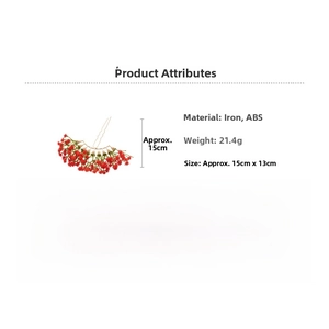 Detailed view of red floral hair comb showing dimensions 15cm x 13cm and 21.4g weight