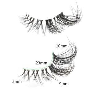 Detailed length guide for 23mm clear band half-strip eyelashes with 5-10mm segments