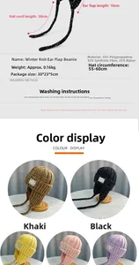 Detailed chart showing chunky knit winter beanie dimensions with a 55-60cm circumference