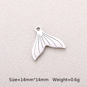 Silver fishtail pendant with dimensions 14mm x 14mm showing polished metal texture