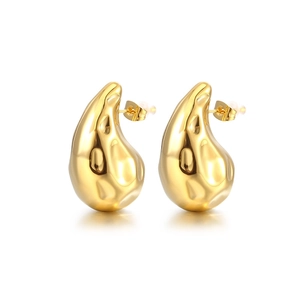 Boucles d'oreilles minimalistes en forme de goutte d'eau creuse plaquées or 18 carats