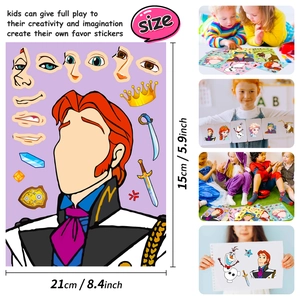 DIY princess cartoon face-swap stickers set, 15x21cm creative educational puzzle for kids